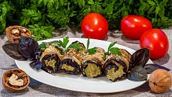 Рулетики Баклажаны с орехами