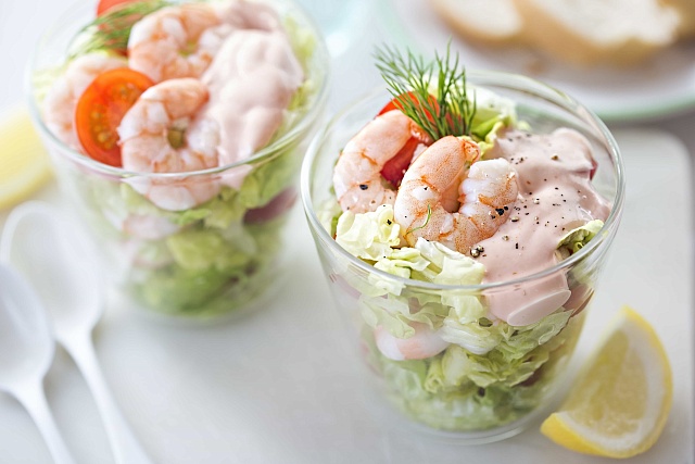Салат Мини Авокадо с креветками